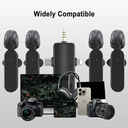 Lewinner Wireless Microphone 4Pcs, Three In One Receiver, Supports Majority Electronic Device