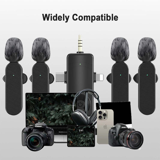 Lewinner Professional Wireless Lavalier Microphone, Three In One Receiver, Four Microphone Transmitters, Intelligent Noise Reduction, Supports Mobile Phones, Computers, Cameras, Recording, Live Streaming, And Video Shooting